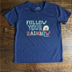 Eddie Bauer Navy Kids Tee with Rainbow Text